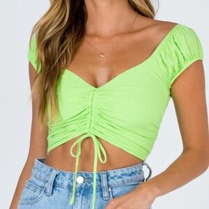 Princess Polly Neon Green Ruched Crop Top